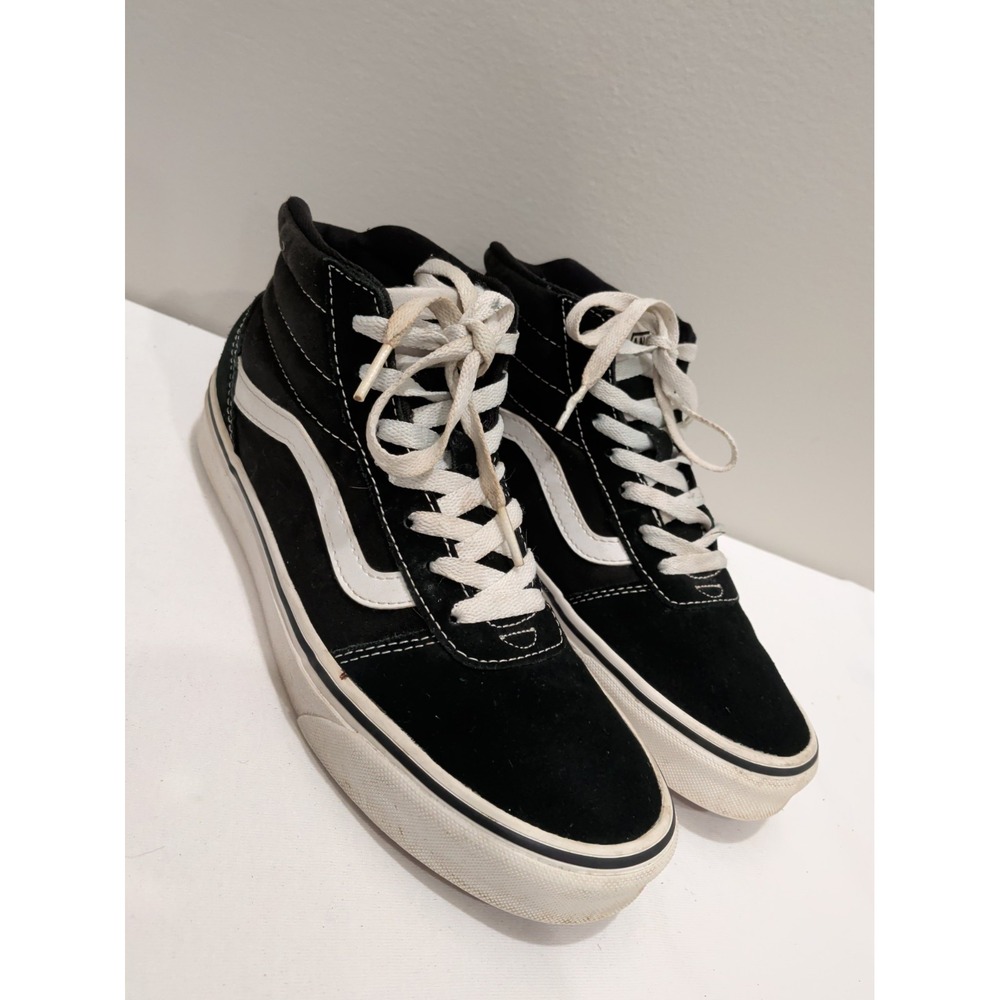 Vans Womens 7.5 Old Skool High Top Skate Sneakers Black Canvas Lace Up 500714
